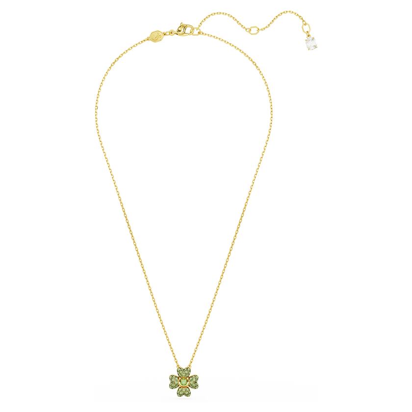 swarovski idyllia pendant  clover  green  gold tone plated