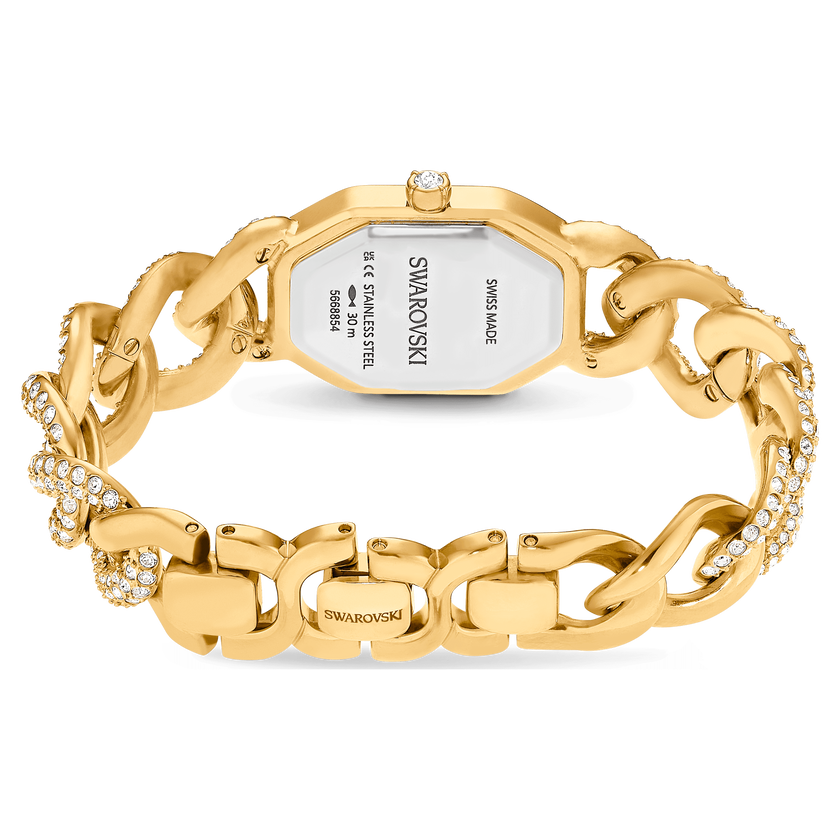 swarovski dextera chain watch  swiss made  crystal bracelet  gold tone  gold tone finish