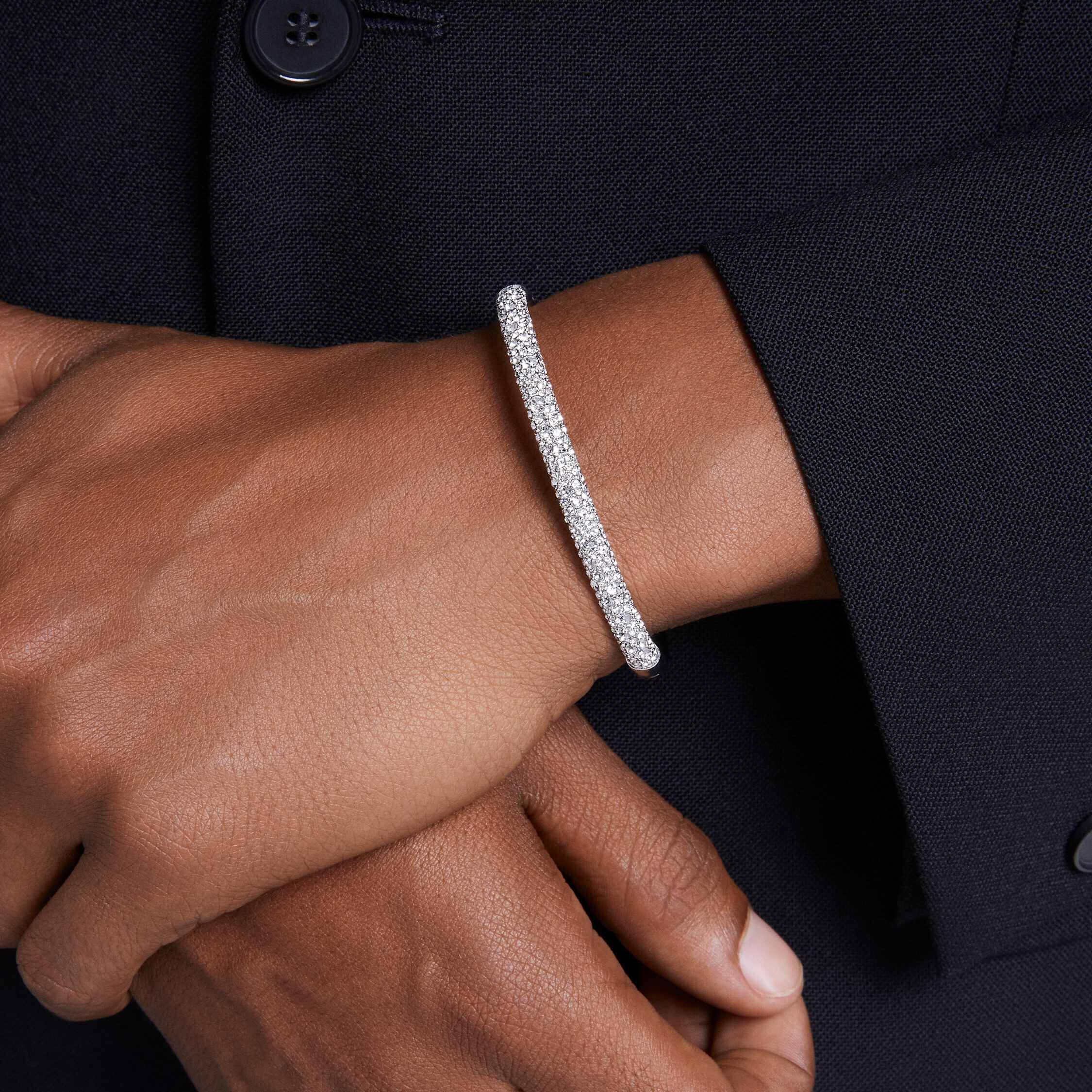swarovski sublima bangle  snow pav   white  rhodium plated