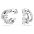 swarovski hyperbola hoop earrings  round cut  mini  white  rhodium plated