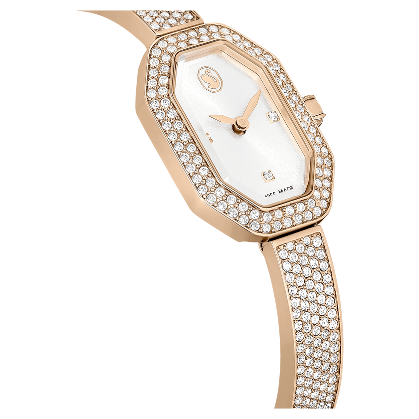swarovski dextera bangle watch  swiss made  metal bracelet  gold tone  champagne gold tone finish