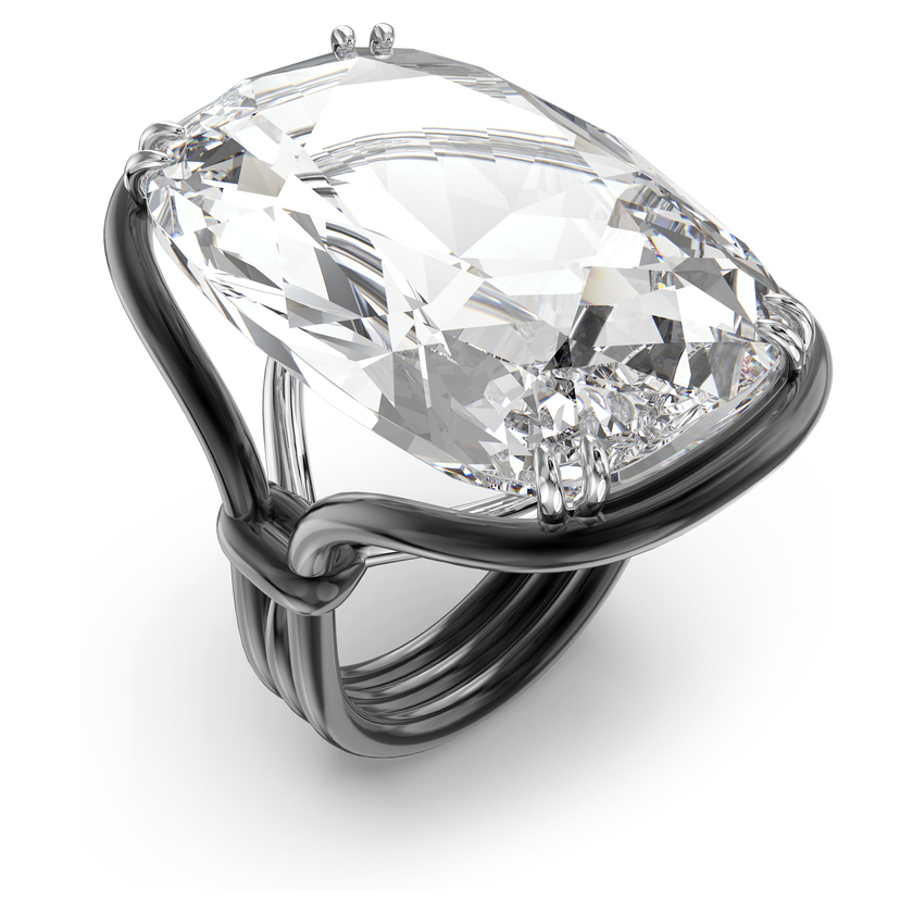 swarovski harmonia ring  oversized floating crystal  white  mixed metal finish