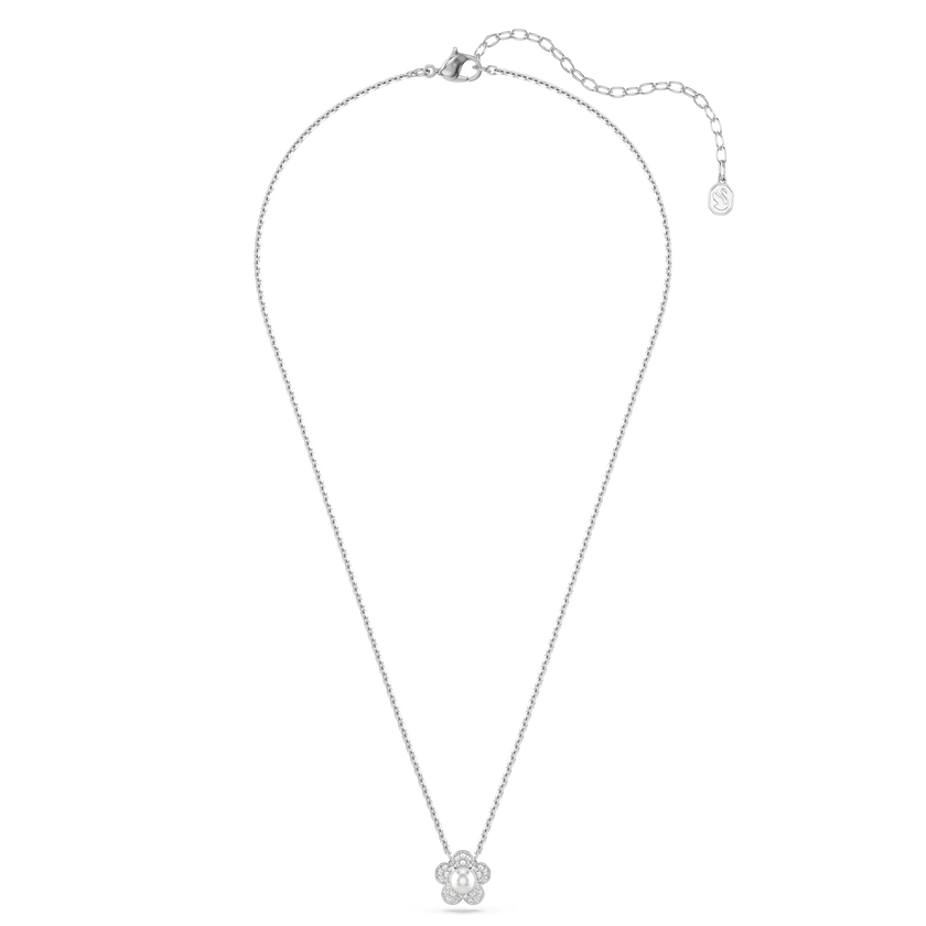 ariana grande x swarovski pendant  round cut  flower  white  rhodium plated
