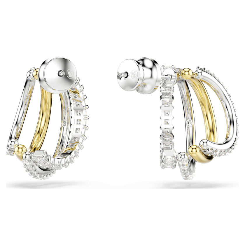 swarovski hyperbola hoop earrings  mixed cuts  mini  white  mixed metal finish