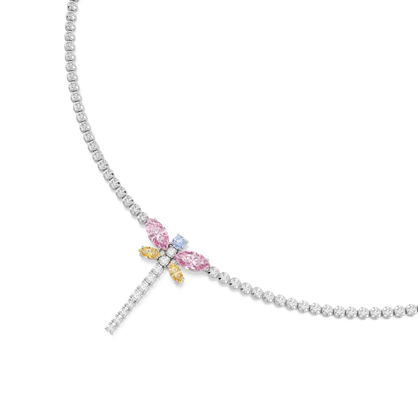 عقد ariana grande x swarovski tennis على شكل حرف y، قطع متنوع، شكل يعسوب، ألوان متعددة، طلاء روديوم