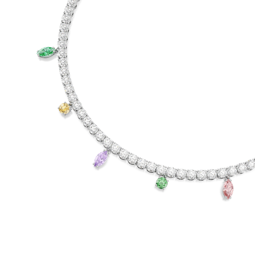 ariana grande x swarovski tennis necklace  mixed cuts  multicolored  rhodium plated