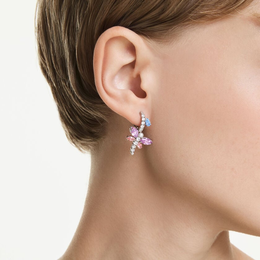أقراط متدلية ariana grande x swarovski، قطع متنوع، شكل يعسوب، ألوان متعددة، طلاء روديوم