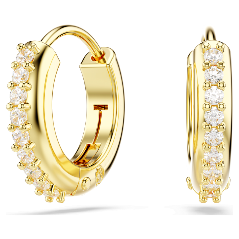 swarovski matrix hoop earrings  round cut  white  gold tone plated