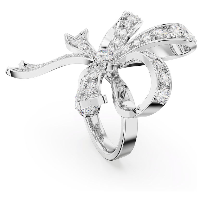 swarovski volta cocktail ring  bow  large  white  rhodium plated