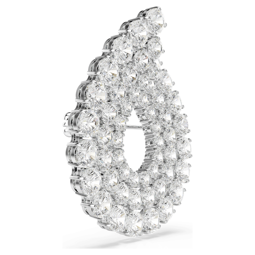 swarovski matrix brooch  round cut  white  rhodium plated