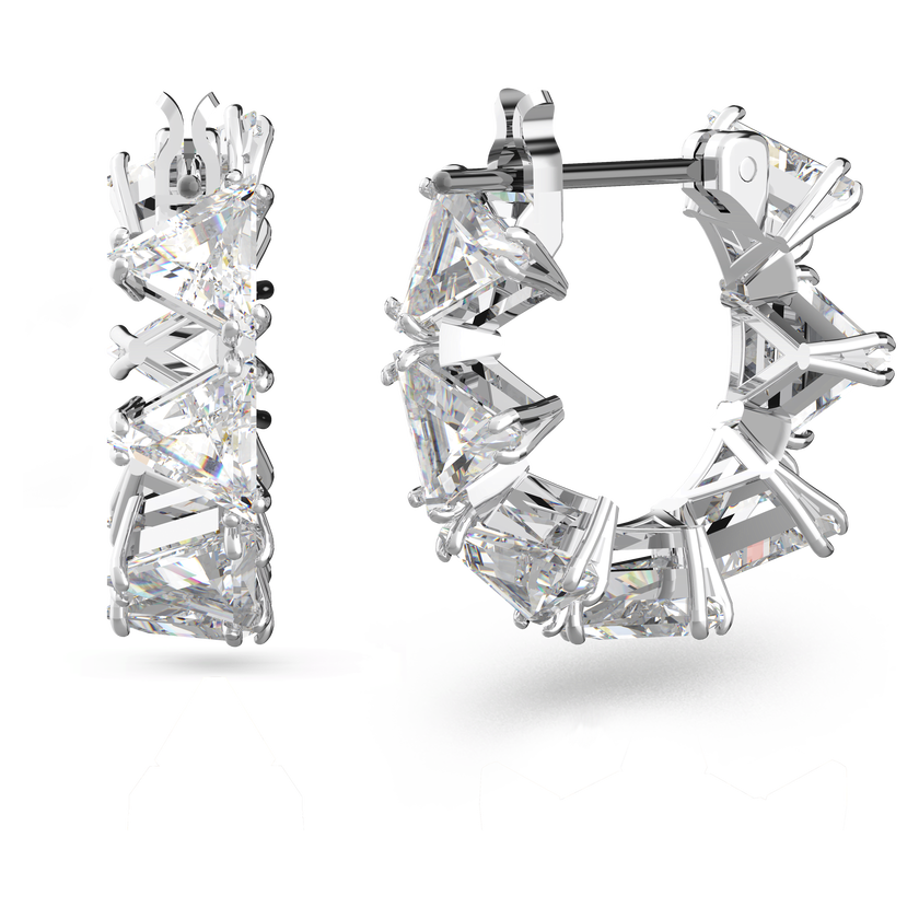 swarovski matrix hoop earrings  white  rhodium plated