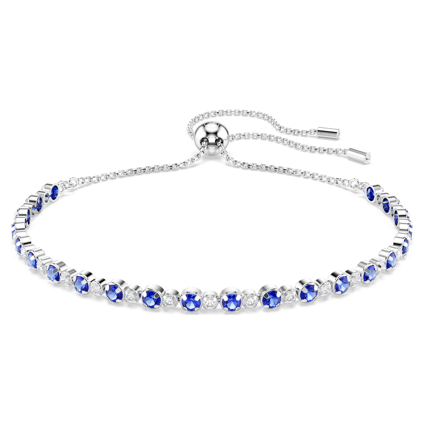 swarovski matrix tennis bracelet  mixed round cuts  blue  rhodium plated