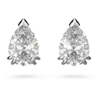 swarovski stilla stud earrings pear cut white rhodium plated