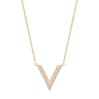 Delta Necklace, Small, White, Rose-gold tone plated