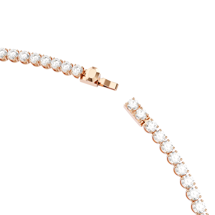swarovski matrix tennis necklace  round cut  white  18k rose gold finish