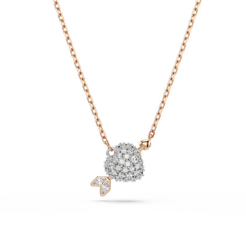 swarovski idyllia set  mixed cuts  heart with arrow  white  rose gold tone plated