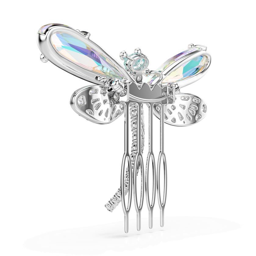 ariana grande x swarovski brooch and hair accessory  mixed cuts  dragonfly  green  rhodium plated