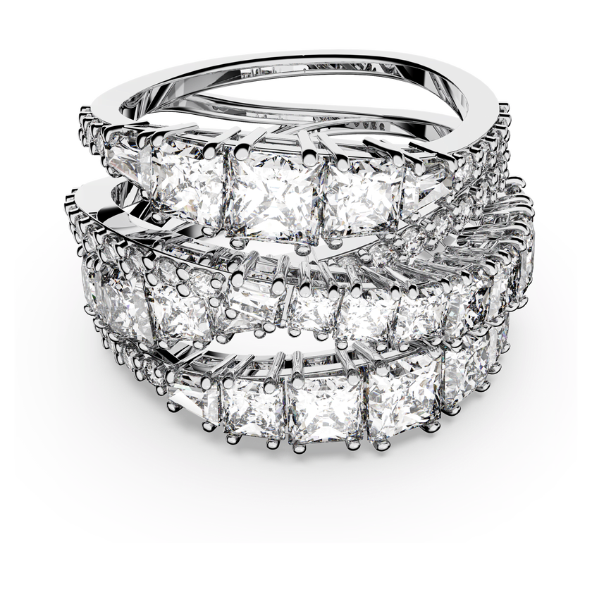 swarovski hyperbola ring  mixed cuts  white  rhodium plated