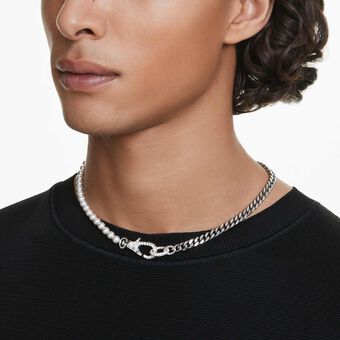 swarovski dextera necklace  pav   crystal pearl  white  rhodium plated