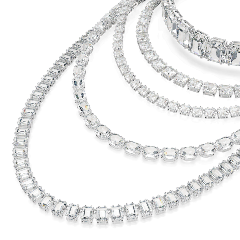 swarovski millenia layered necklace  mixed cuts  white  rhodium plated