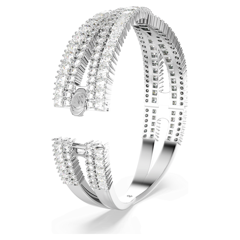 swarovski hyperbola cuff  mixed cuts  infinity  white  rhodium plated