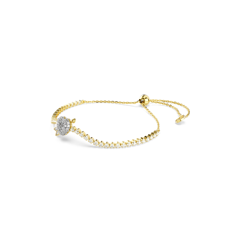swarovski idyllia bracelet  mixed cuts  heart with arrow  white  gold tone plated