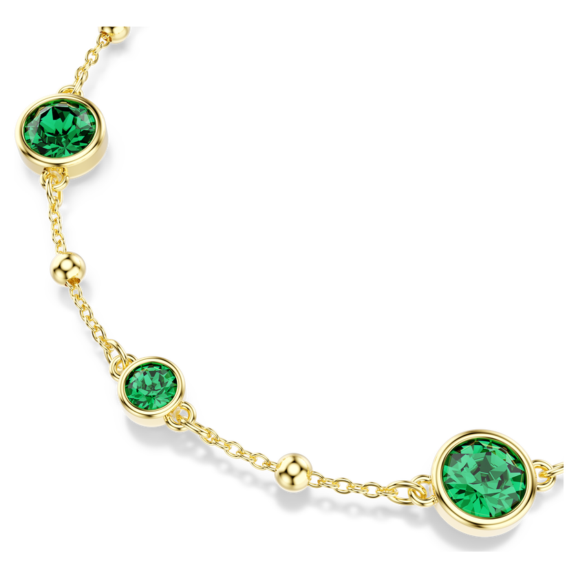 swarovski imber bracelet  round cut  green  gold tone plated