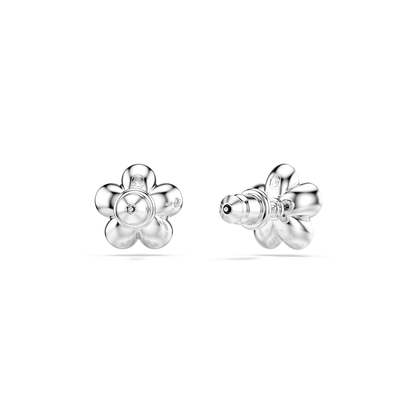 ariana grande x swarovski stud earrings  round cut  flower  white  rhodium plated