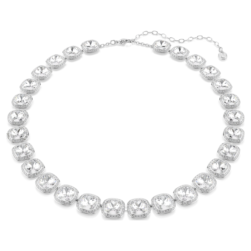swarovski عقد una angelic، قطع الوسادة، لون أبيض، طلاء روديوم