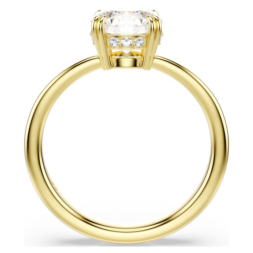 swarovski stilla attract cocktail ring  round cut  white  gold tone plated