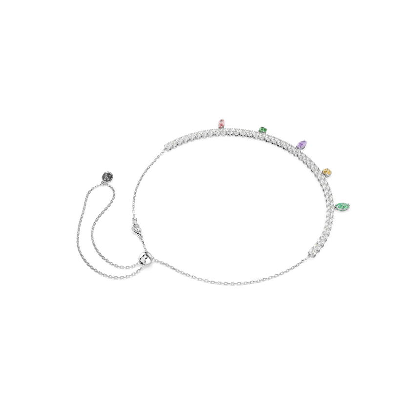 ariana grande x swarovski tennis necklace  mixed cuts  multicolored  rhodium plated