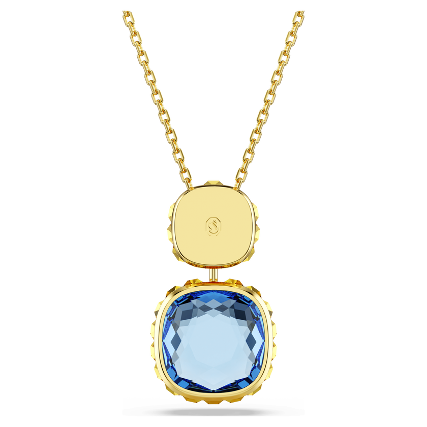 swarovski chroma pendant  cushion cut  multicolored  gold tone plated