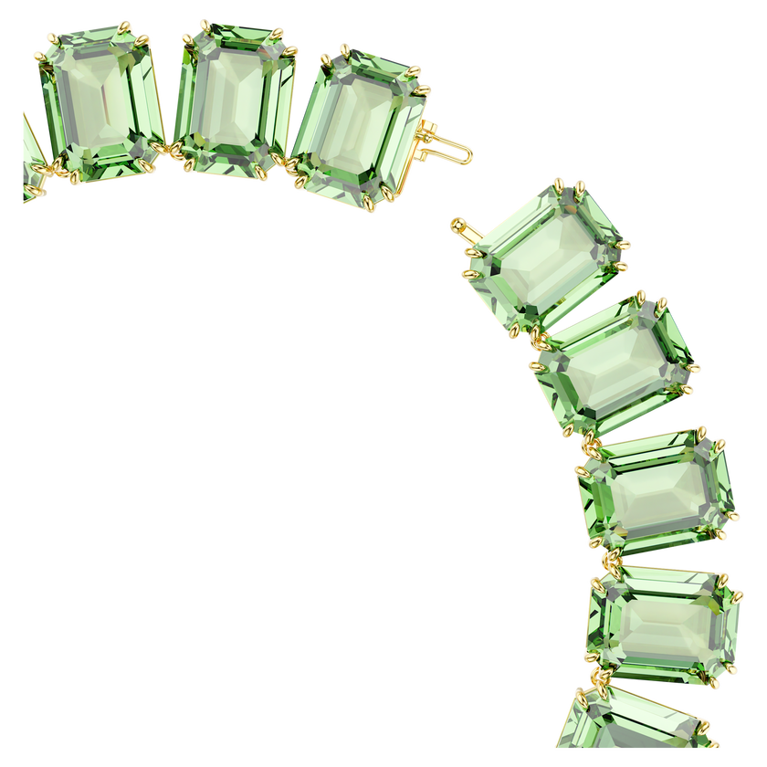 swarovski millenia necklace  oversized crystals  octagon cut  green  18k gold finish