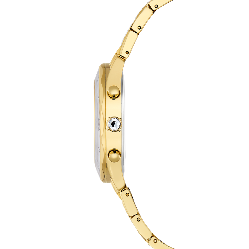 swarovski dextera lux watch  swiss made  metal bracelet  gold tone  gold tone finish