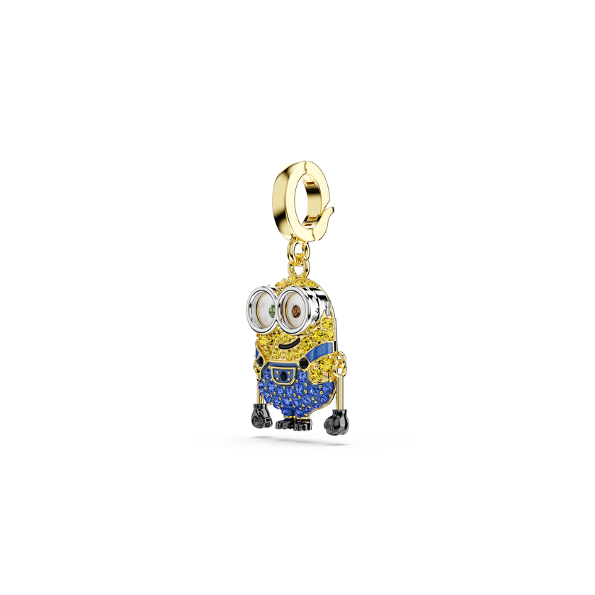 swarovski minions bob charm  pav   multicolored  18k gold finish