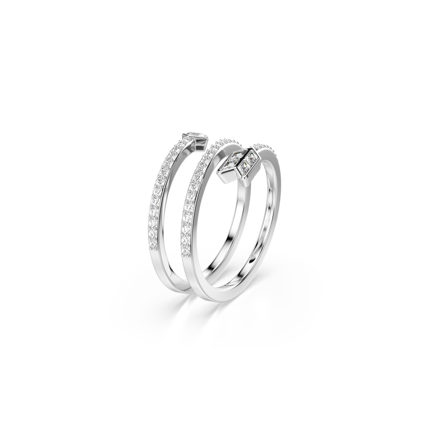 swarovski idyllia motif ring  mixed cuts  arrow  white  rhodium plated