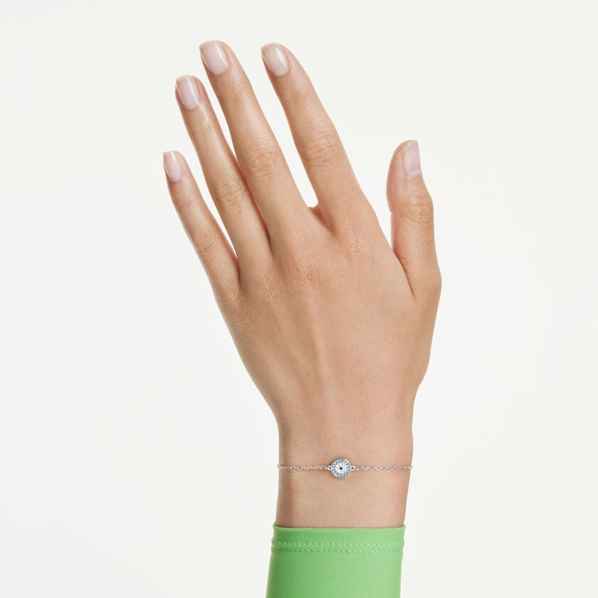 swarovski سوار luckily، أحجار كريستال صغيرة متراصة، شكل عين، لون أزرق، طلاء روديوم