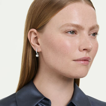 swarovski chroma drop earrings  mixed cuts  star  white  rhodium plated