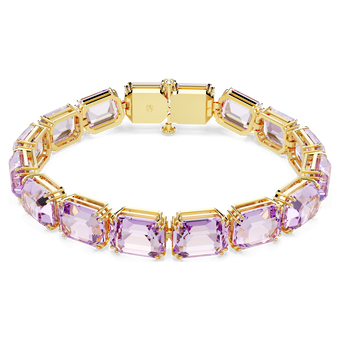 swarovski millenia tennis bracelet  octagon cut  purple  gold tone plated