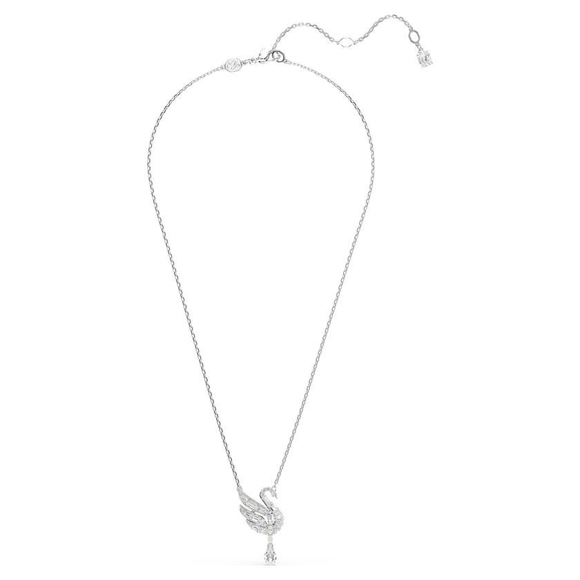 swarovski قلادة swan vienna، شكل بجعة، لون أبيض، طلاء روديوم