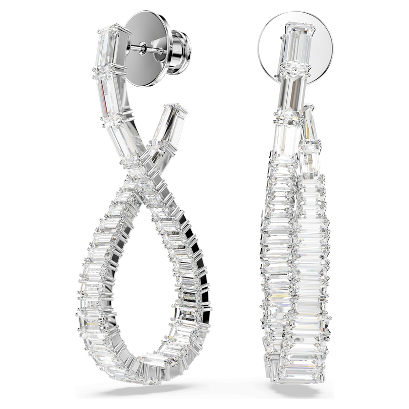 swarovski hyperbola drop earrings  infinity  white  rhodium plated
