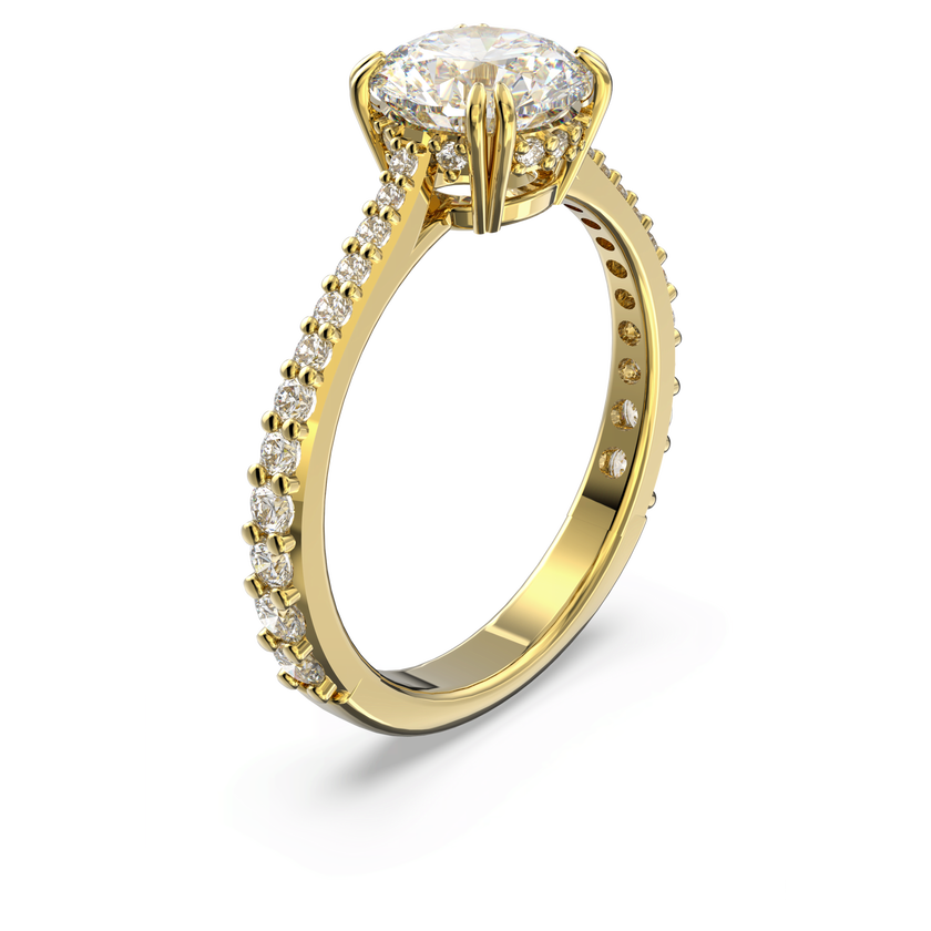 swarovski stilla cocktail ring  round cut  pav   white  gold tone plated