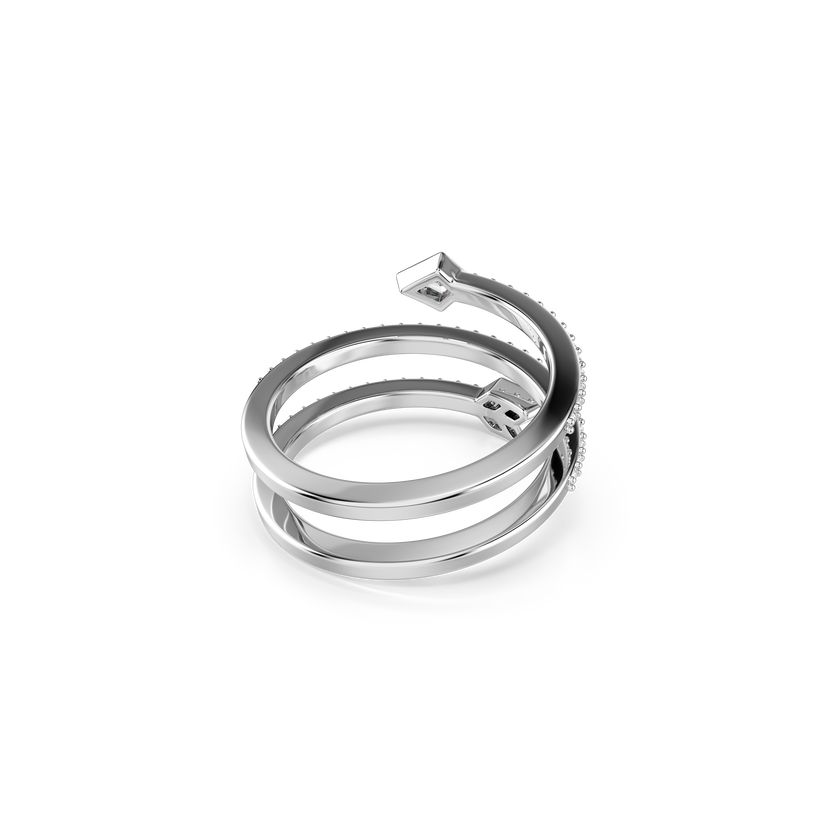 swarovski idyllia motif ring  mixed cuts  arrow  white  rhodium plated