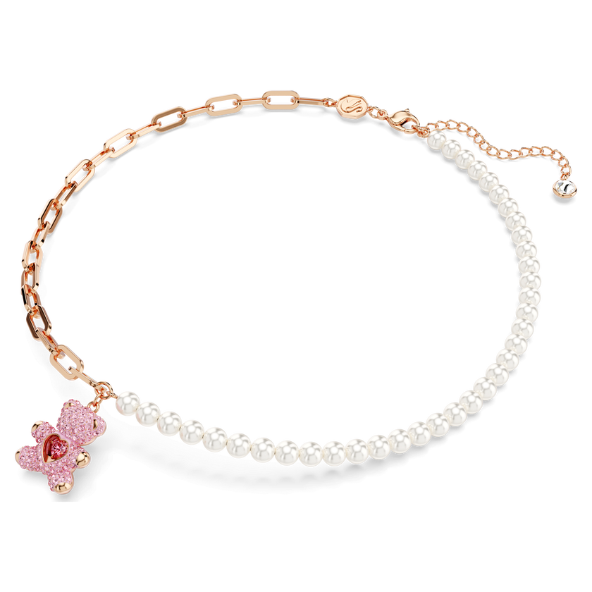 swarovski teddy pendant  bear  pink  rose gold tone plated
