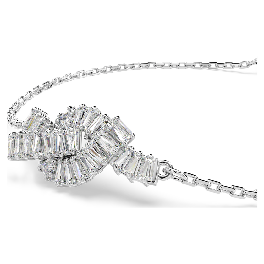 swarovski matrix bracelet  baguette cut  knot  white  rhodium plated