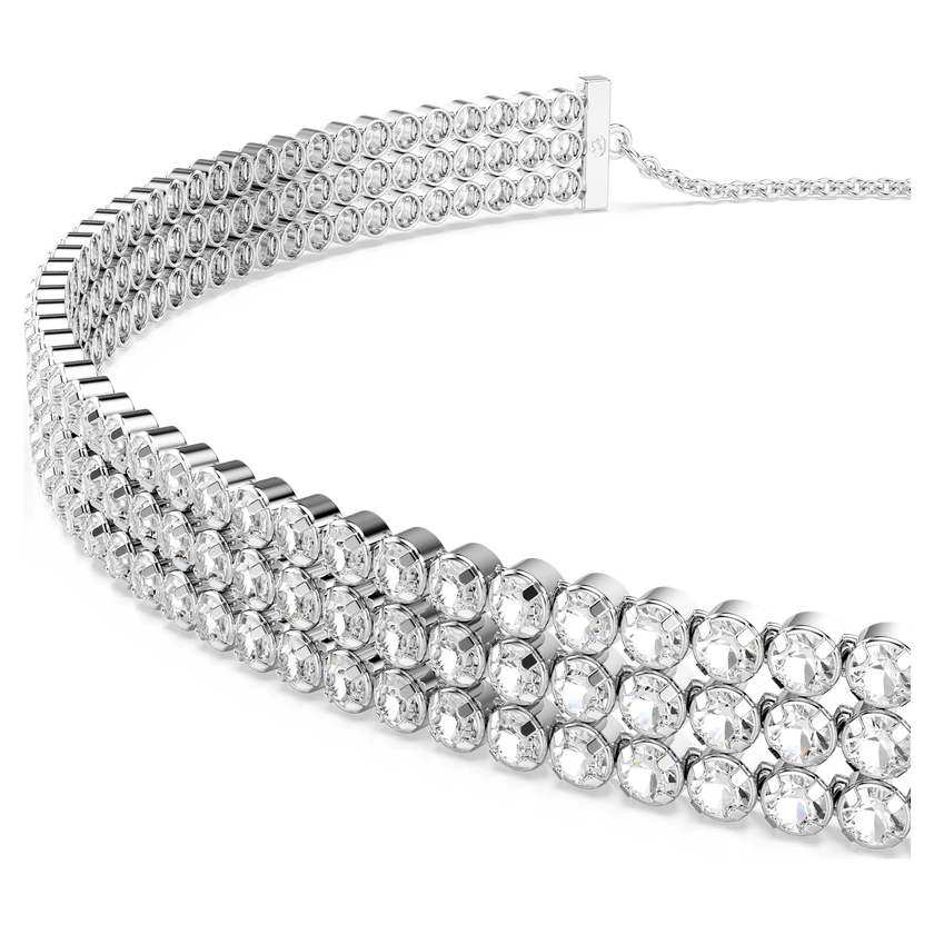 swarovski matrix tennis choker  round cut  white  rhodium plated