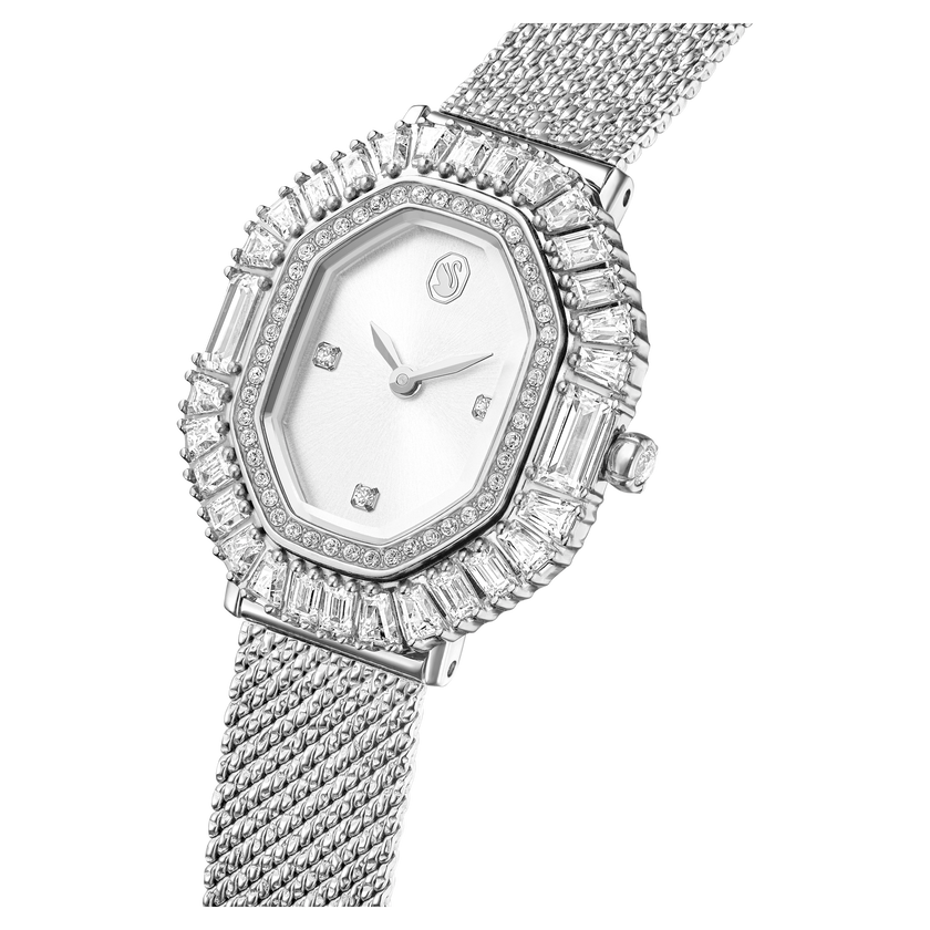 swarovski ساعة matrix octagon، سوار معدني، لون فضي، ستانلس ستيل