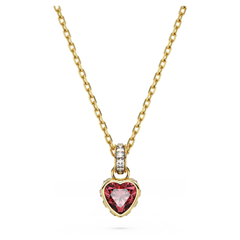 swarovski chroma pendant  heart  red  gold tone plated