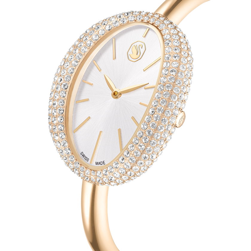 swarovski ساعة imber bangle، صناعة سويسرية، سوار معدني، لون ذهبي، لمسة نهائية بلون ذهبي شامبين