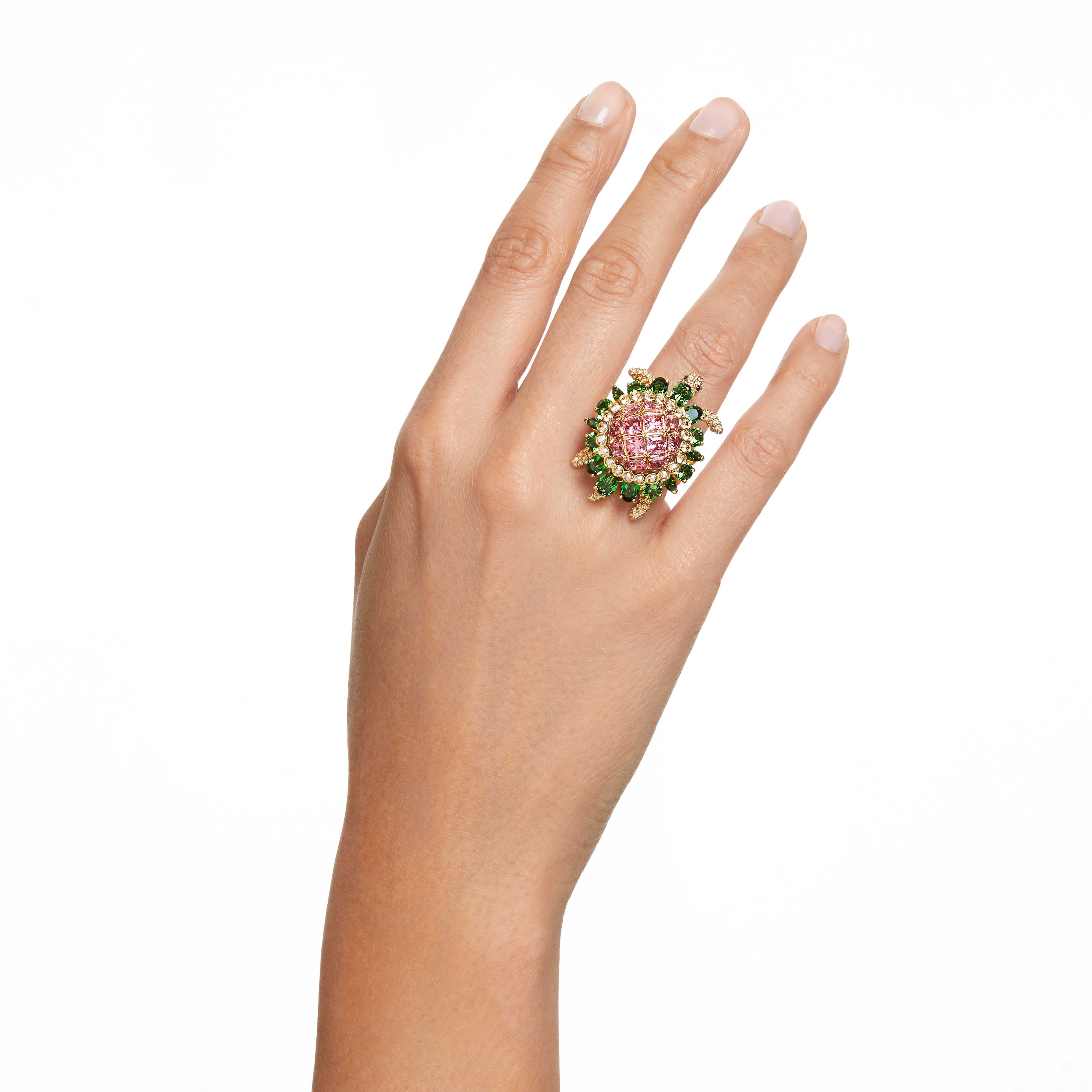 swarovski idyllia cocktail ring  turtle  multicolored  gold tone plated